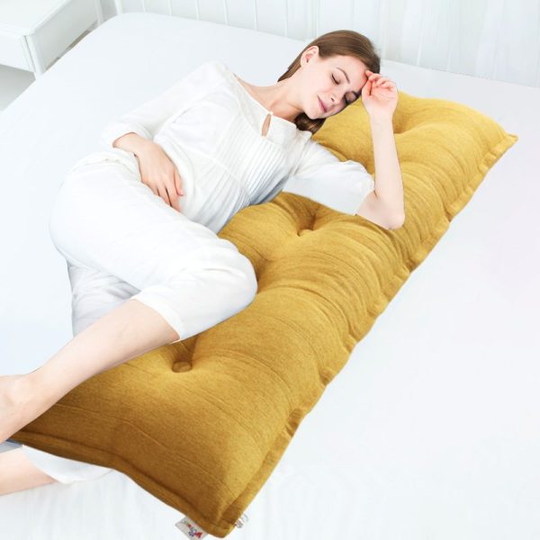 Back Body Pillow Linen Yellow - Image 3