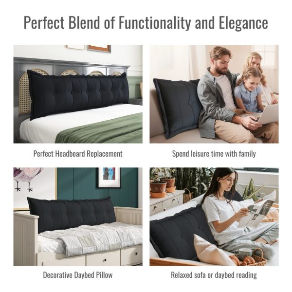 Headboard Bolster Flat Full Body Pillow Black - Image 5
