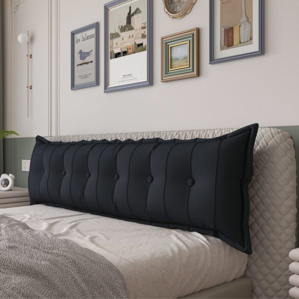 Headboard Bolster Flat Full Body Pillow Black - Image 9