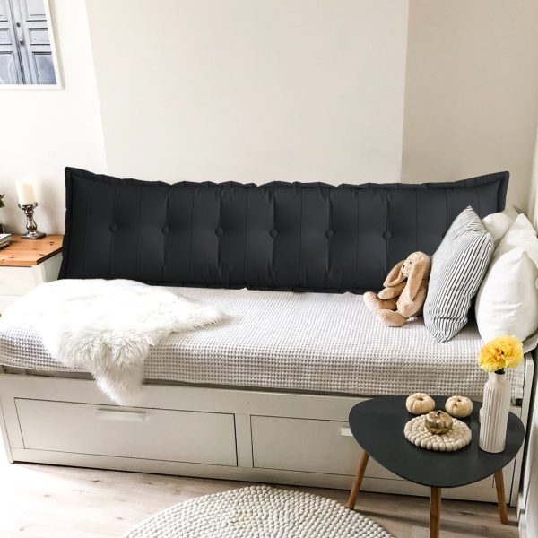 Headboard Bolster Flat Full Body Pillow Black - Image 11