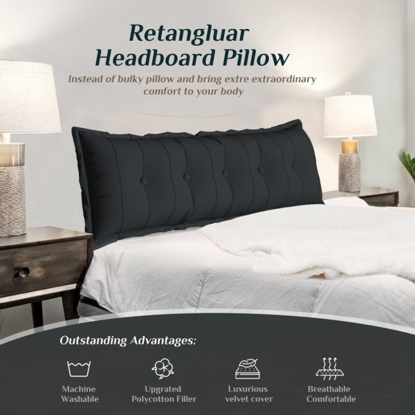 Headboard Bolster Flat Full Body Pillow Black - Image 12