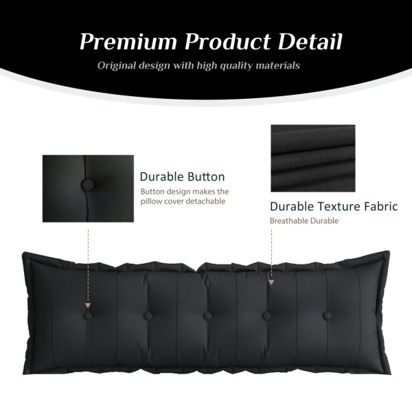 Headboard Bolster Flat Full Body Pillow Black - Image 13