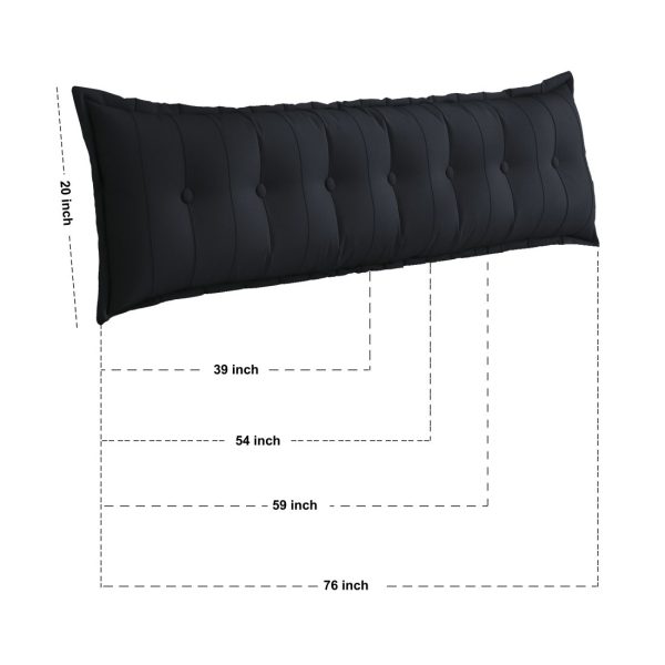 Headboard Bolster Flat Full Body Pillow Black - Image 14