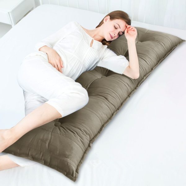 Supportive Body Pillow Velvet Taupe - Image 6